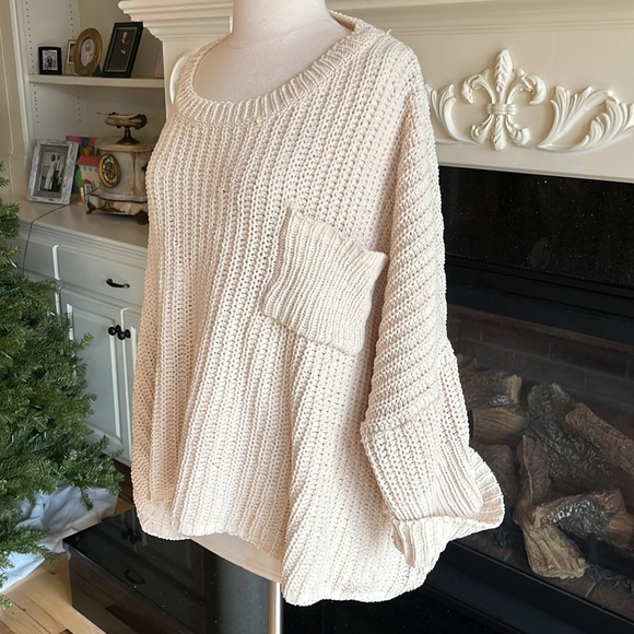 Chunky Knit Sweater Roomy Comfy Crochet Womens One Size - Picture 7 of 15